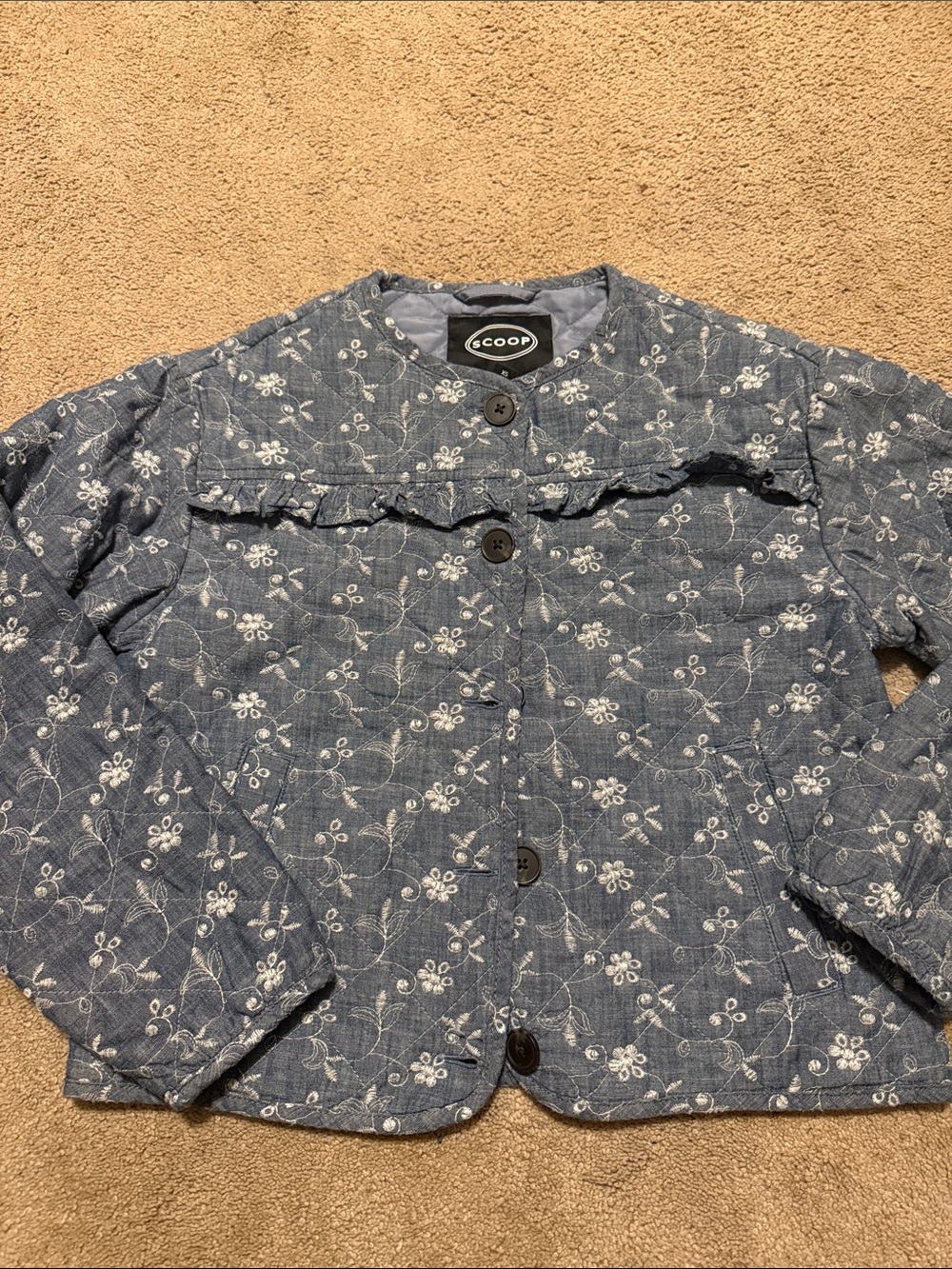 Scoop Women's Blue Floral Bomber Jacket